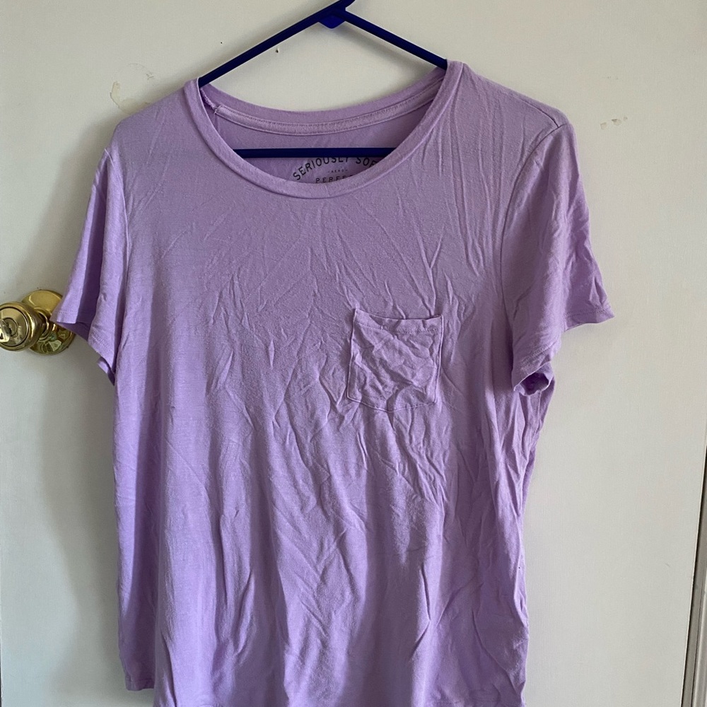 Purple tee with cigarette pocket